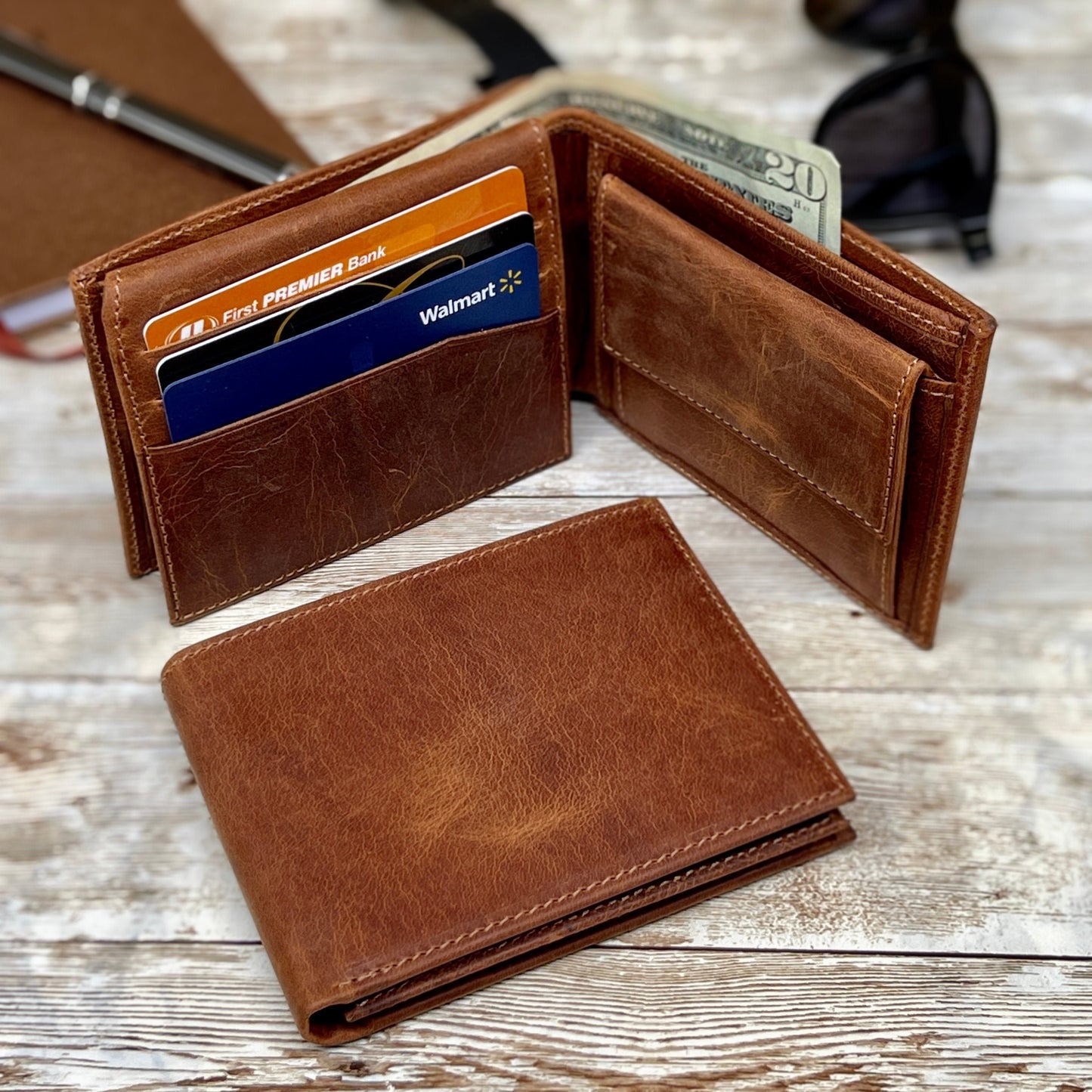 Leather Wallet Handwrite engraving available for all message, text, initials, handwriting, monograms and logos in gift package