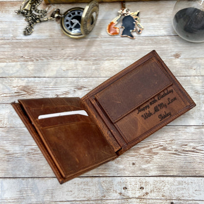 Custom Leather Wallet l Brown Leather Wallet l Anniversary Gift for Him Personalized Mens Leather Wallet l Groomsmen Wallet Gift for Him