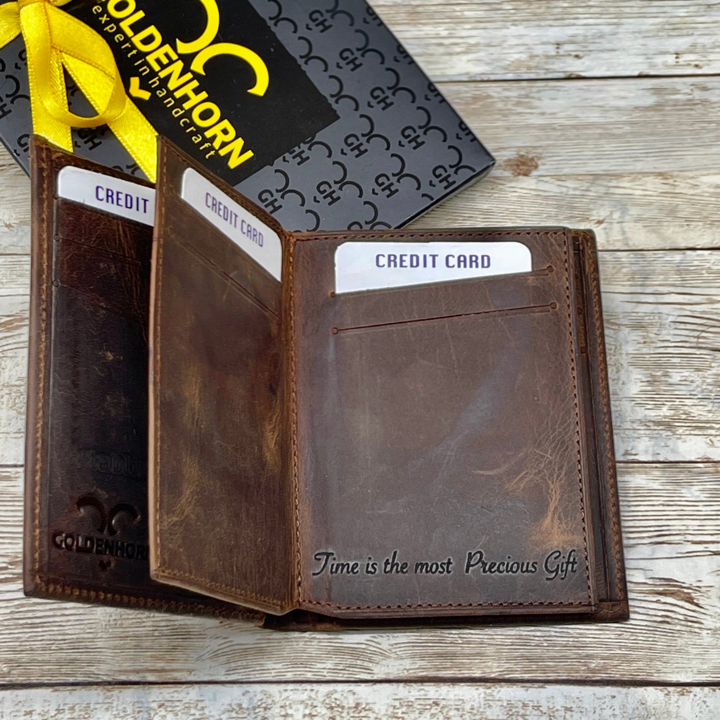 Leather Wallet Made From Full-Grain Leather with 14 Credit Card Spots 2 Id Spots and 2 Cash and Receipt Slots