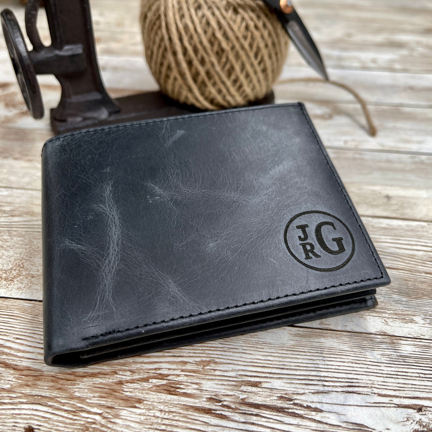 Custom Leather Wallet l Black Leather Wallet l Anniversary Gift for Him Personalized Mens Leather Wallet l Father's Day Gift