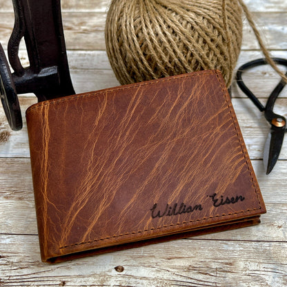 Anniversary Gift for Him,Personalized Wallet,Mens Wallet,Engraved Wallet,Leather Wallet,Custom Wallet,Gift for Dad,Boyfriend Gift for Men